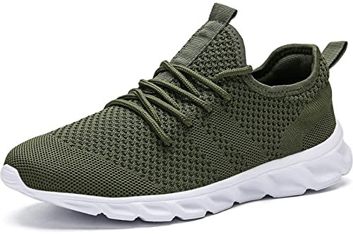 MGNLRTI Herren Schuhe Sneaker Laufschuhe Walkingschuhe Sommerschuhe Sportschuhe Straßenlaufschuhe Turnschuhe Fitness Joggingschuhe Workout Freizeitschuhe Männer Running Shoes Gym Grün EU45