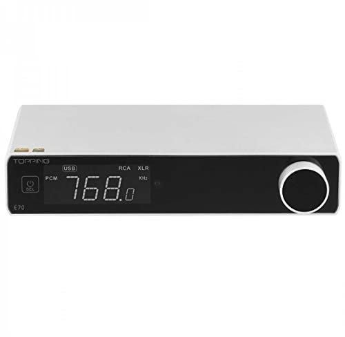 Topping E70 DAC stationär mit Bluetooth und elegantem Design, silberfarben