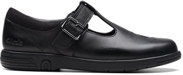 Clarks Girl's Jazzy Tap K. Ballet Flat, Black Leather, 12 UK