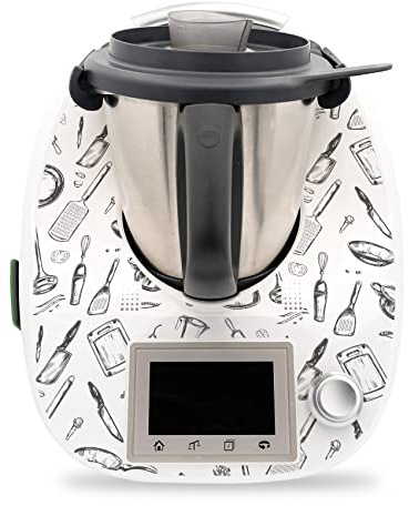 Deko Schutz Aufkleber kompatibel mit Küchenmaschine Thermomix TM5 Design Sticker Klebefolie Zubehör Küchengerät wasserfest selbstklebend RX041 (10 Cooking)