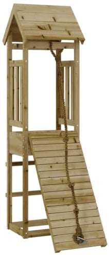 vidaXL Spielturm, Klettergerüst mit Kletterwand, Kinder Kletterturm mit Holzdach, Spiel-Zubehör für Garten, Holz Spielplatz Spielhaus, Imprägniertes Kiefernholz