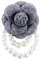Stoff Kamelie Blume Brosche Pins Perle Quaste Corsage Brosche, Vintage Stil Mädchen Geschenk Hemd Kragen Modeschmuck Pin (grau)