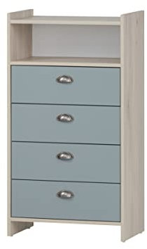 Schildmeyer Highboard Lindholm 154384, Sandeiche Dekor/Taubenblau, 60,1 x 33 x 104 cm