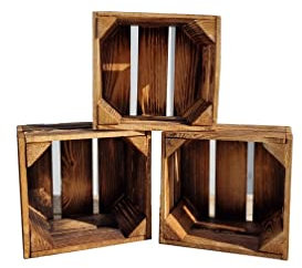Teramico Geflammte Holzkisten Weinkisten Obstkisten mit Mittelbrett/Zwischenbrett Ablage für Aufbwahrung Schuhregal (22er / 3er, Ohne Ablage)