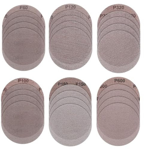 30 PCS Disques de ponçage en maille,Disques abrasifs velcro Ø 125 mm Filet de ponçage sans poussière Patins de ponçage antiblocage Papier abrasif pour ponceuses de plafond Ponceuses