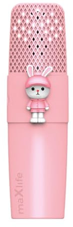 FOREVER MaxLife MXBM-500 Bluetooth Microphone with Speaker, Pink Rabbit Wireless Speaker with Microphone, 3 W, Compatible with iPhone, Android, 400 mAh Battery, Gifts for Children