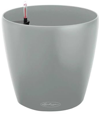 Lechuza Pot de Fleurs Classico Color ECO 21 Gris Clair - Pot de Fleurs avec système d'irrigation et indicateur de Niveau d'eau - en Plastique 100% recyclé - Surface Mate - Diamètre : 21,5 x 20,5 cm -