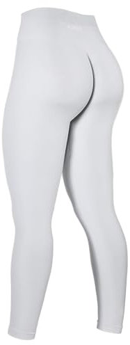 AUROLA Power-Workout-Leggings für Damen, Bauchkontrolle, Kniebeugenfest, gerippt, dick, nahtlos, Scrunch, Blanc De Blanc, S