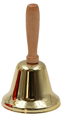 Cloches à Main en Métal, Cloche d'appel Claire et Forte, Sonnettes d'alarme à Poignée en Bois pour événements de Mariage, Dîner, école, Hôtel, Service aux Patients âgés, 12 x 6,3 cm