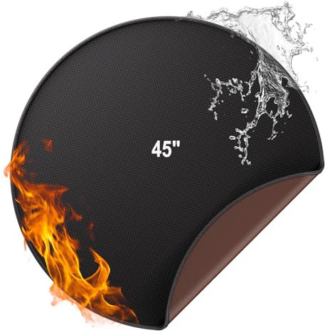 Tapis de foyer rond résistant à la chaleur de 2 315,6 °C - 114 cm - Tapis de protection épais et résistant au feu pour terrasse, herbe, barbecue, sol, terrasse, jardin, camping