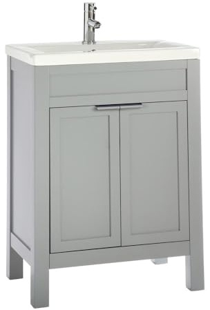 Milano Light Grey 615mm Bathroom Vanity Unit Chrome Pull Handle