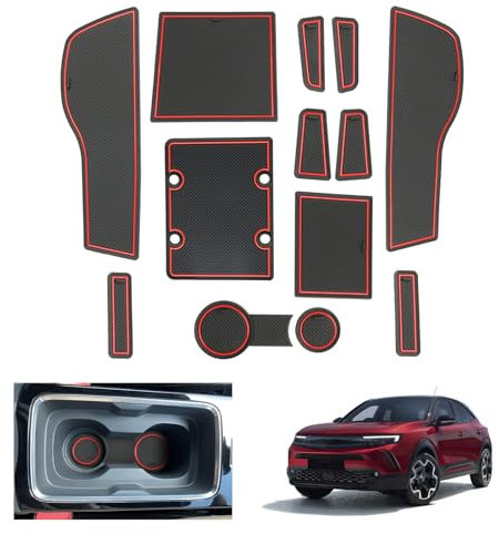 GAFAT Kompatibel mit Opel Mokka B Mokka-e 2021-2024 2025 Antirutschmatten, 2025 Facelift Mokka e Gummimatten rutschfest Non-Slip, Mittelkonsole Türnaht Matten, Mokka B Zubehör (Rot)