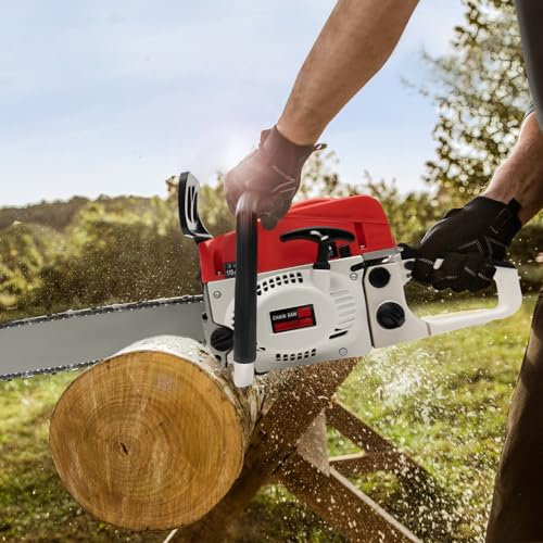 Benzin-Kettensäge 52cc 2-Takt Einzylinder luftgekühlt 7500rpm 2000w Kettensägen für Holzernte, Schneiden Holz, Beschneiden Ästen