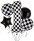 XXL Checkered Zahl 1 Folienballons Schwarz Weiß Rennauto Ballon 5 Stück Mylar Helium Zahlen 1 Rennwagen Autos Luftballon Party Deko Geburtstags Race Car Theme 100cm
