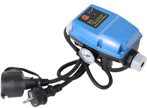 NICCOO Pumpensteuerung Pumpendruckregler, 1.1KW max. 10bar Druckschalter Durchflusswächter mit Rückschalgventil, Wasserpumpe Druckschalter für Kreiselpumpen Tauchpumpen Tiefbrunnenpumpen Gartenpumpen