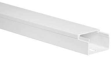 KOMIB 50x30 mm Kabelkanal/Kabelkanäle/Kabelführung - Schraubbar (mit Montagelochung im Boden) - Je Stange 2M (Reinweiß - RAL 9010, 30m (15x2M))