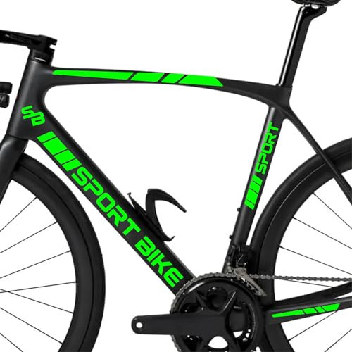 Kit 15 Adesivi Stickers Bici Protezione Decal Universale Telaio Bicicletta MTB Mountain Bike Corsa Ciclo Cross Fat Bike Downhill elettrica Frame Sport Bike cod.2401 (069 Verde Fluo)