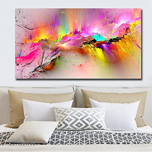 SUKPDJO Abstraktes Kunst Leinwandbilder,Marmor Bild auf Leinwand,Bunt Poster und Druck,Wandkunst für Wohnzimmer Bilder Abstrakt 60 x 120 cm,No Frame (A,60x120 cm)