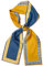 GIMIRO Satin Seidenschal Doppelschichten 150 x 16cm Krawatte Blumen Taillengürtel für Blazer, Mantel, Kleid (46# Yellow - Blue 145x14)