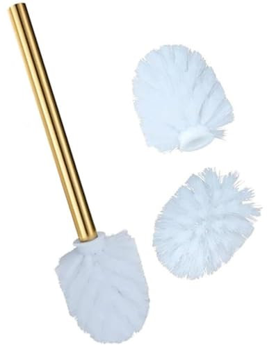 HiyyFloy Gold Toilet Brush Toilet Bowl Brush with 3 Replacement Brush Aluminum Alloy Toilet Bowl Cleaning Brush Toilet Scrubber for Home