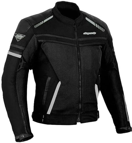 RKsports Mesh 1535 Black Motorcycle Motorbike Jacket Armoured Mens (UK, Alpha, 5XL, Regular, Regular, Black)