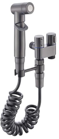 BEAHING Spruzzatore di Bidet Portatili per Toilette, 1-in-2-out Valvola di Controllo Doccia a Mano Bidet Attacco 1 in 2 Washing Machine Toilet Faucet per Bagno Bidet, Grigio