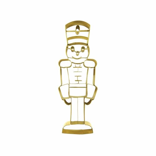 Zenker Christmas Cookie Cutter, Large Nutcracker, Toy Soldier Cookie Cutter, Biscuit Cutter for Baking, Detailed Nutcracker Pastry Cutter, Stainless Steel, Gold, 18.4x6.4x2.5cm