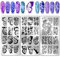 PH PandaHall 3pcs Schmetterling Nail Stamper, 36 Muster Pflanzen-Nagelstempelplatte Blatt-Zweig-Nagelkunst-Schablonen Druck Nagelschablonen für Nageldesign Druck Maniküre Salon