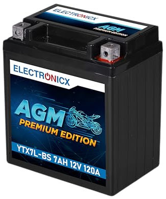 Electronicx YTX7L-BS AGM Motorradbatterie 12V 7Ah 120A – Wartungsfrei, Hohe Startleistung, Langlebig – Perfekt für Roller, Motorräder und Offroad – Erfüllt OE-Standards für CTX7L-BS, YTX7L-BS und mehr