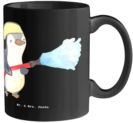 Mr. & Mrs. Panda Tasse Feuerwehrmann Termine - Geschenk, Uhr, Tapferkeit, heißeste Termine, Rettung, Geschenke für Berufstätige, gefährliche Berufe,