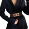 JasGood Damen Breiter Elastischer Taillengürtel Vintage Hüftgürtel Stretchy Kleider Gürtel mit Goldener Schnalle,Kaffee,80cm