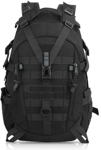 aiGear 25L Taktischer Rucksack/Militär Rucksack | Wasserdichter Große Kapazität | für Männer Frauen Outdoor Sport Trekking Wandern Reise Camping (Schwarz)