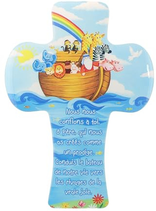 Palais du Rosaire Kinderkreuz Arche Noah mit Ring – religiöses Kreuz – christlicher Kult aus Holz