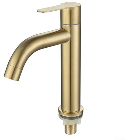 Waschbeckenarmatur, gebürsteter Edelstahl, goldfarben, 23-28 mm, Befestigungslöcher für Waschbecken (S)