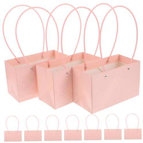 ULTECHNOVO 10stücke Blumenpapier Geschenktasche Bouquet Handtasche Box Mit Griff Hochzeit Geschenkwrap Tasche Kleine Florist