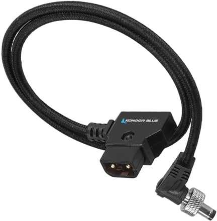KONDOR BLUE | 18 D-Tap to Locking DC Power Cable | Locking DC 2.5mm Right-Angle for Powering Monitors, Lights, & Accessories | Raven Black
