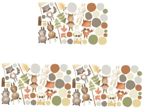 STOBOK 3sheets Animal Background Decal Jungle Wallpaper Cartoon Decor for Boys and Girls Home Decor