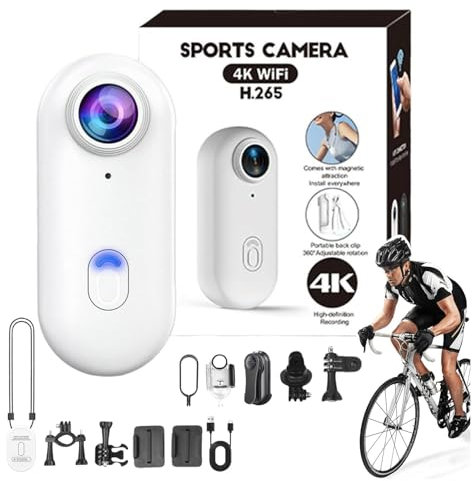 Visuscam - Mini 120 4k Camera for Recording, Visus Cam the Snap Cam Camera, Thesnap Mini Ca-m, Snap Camer-a - With 10 Complete Accessories, Wearable Sports 4k Handsfree Bodycam (White)