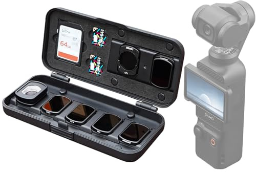 Sinyutia Filter Case for DJI Pocket 3, Magnetic Lens Filter Storage Case for DJI Osmo Pocket 3 Creator Combo Accessories, ND-UV-CPL Wide Angle Macro Lens TF/SD Card Organizer