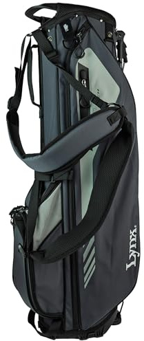 Lynx Predator Golf Stand Bag, Lightweight Carry Golf Bag with 4-Way Divider, Compact 7.5” Top, Organised Storage Pockets & Stable Stand System, Grey/Dark Grey