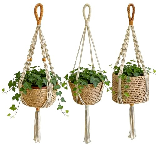 Suspension pour plantes d'intérieur en macramé | Fournitures de pot de fleurs – Support de pot de fleurs bohème | Pour jardiniers, cuisine, locataires, terrasse, balcon, salon, chambre à coucher