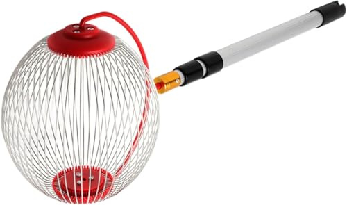 ARATERVIO Teleskop Rollsammler für Nüsse&Obst 48-127cm Aluminiumlegierung | Leicht (627g) aus Aluminiumlegierung – Fallobstsammler, Nusssammler, Obstsammler mit Stahldraht-Kugel (23x19 cm)