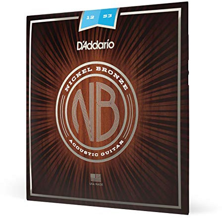 Cuerdas de guitarra acústica D'Addario, níquel bronce, NB1253, calibre ligero 12-53, juego de 6 cuerdas, paquete de 1
