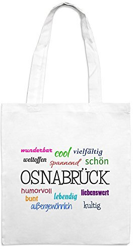 Jutebeutel mit Stadtnamen Osnabrück - Motiv Positive Eigenschaften - Farbe weiß – Stoffbeutel, Jutesack, Hipster, Beutel