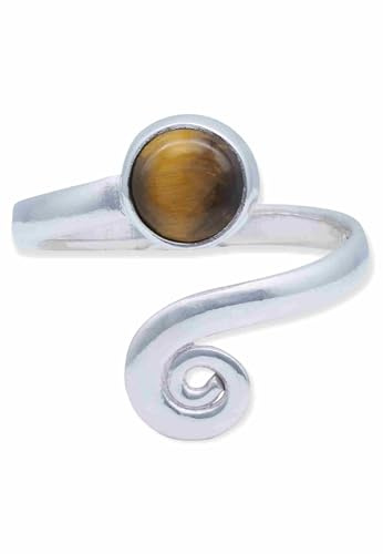 mantraroma Ring 925 Silber HADASAI rund - größenverstellbar mit Edelstein