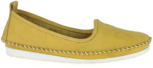 Andrea Conti Damen Mokassin Leder Slipper Ballerina Eyecatcher bequem 0027449, Größe:41 EU, Farbe:Gelb