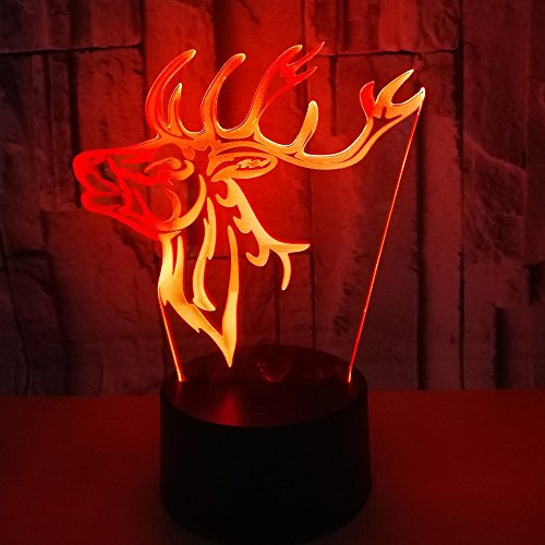 Jinson well 3D hirsch Lampe optische Illusion Nachtlicht, 7 Farbwechsel Touch Switch Tisch Schreibtisch Dekoration Lampen perfekte mit Acryl Flat USB Kabel Spielzeug