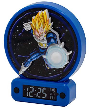 Teknofun - Licence Officiel Dragon Ball Z - Réveil Lumineux Vegeta - Piles 3xAAA Non Incluses ou DC 5V Micro USB - Bleu - Fonctionne 3 x AAA / secteur - Câble USB (inclus) -Dès 6 ans - 811350
