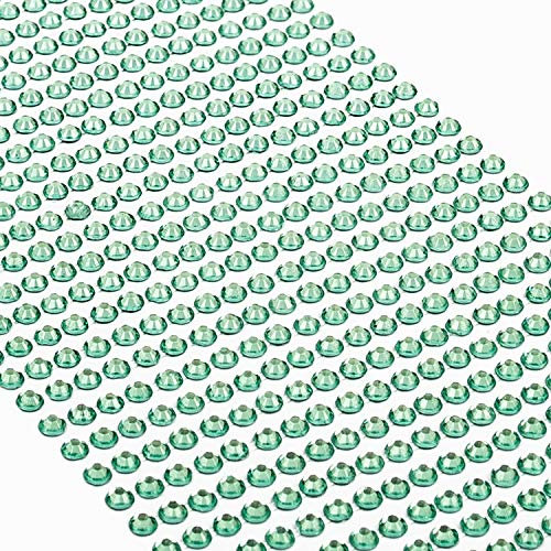 Movoja Mint-Grüne Strasssteine - runde Glitzersteine 880 Stück 4 mm selbstklebend zum Verzieren und Basteln | Schmucksteine zum aufkleben | Steinchen Dekosteine Bastelsteine Mint Grün