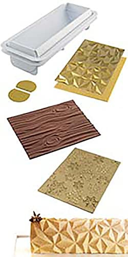 Silikomart | Silikonformen Set DIAMANT BUCHE, FROZEN BUCHE MAT, MAGIC WOOD MAT, Antihaft, 3er Pack Kuchenmatten, 3D Design, 250 x 185 mm, h 6 mm, Made in Italy